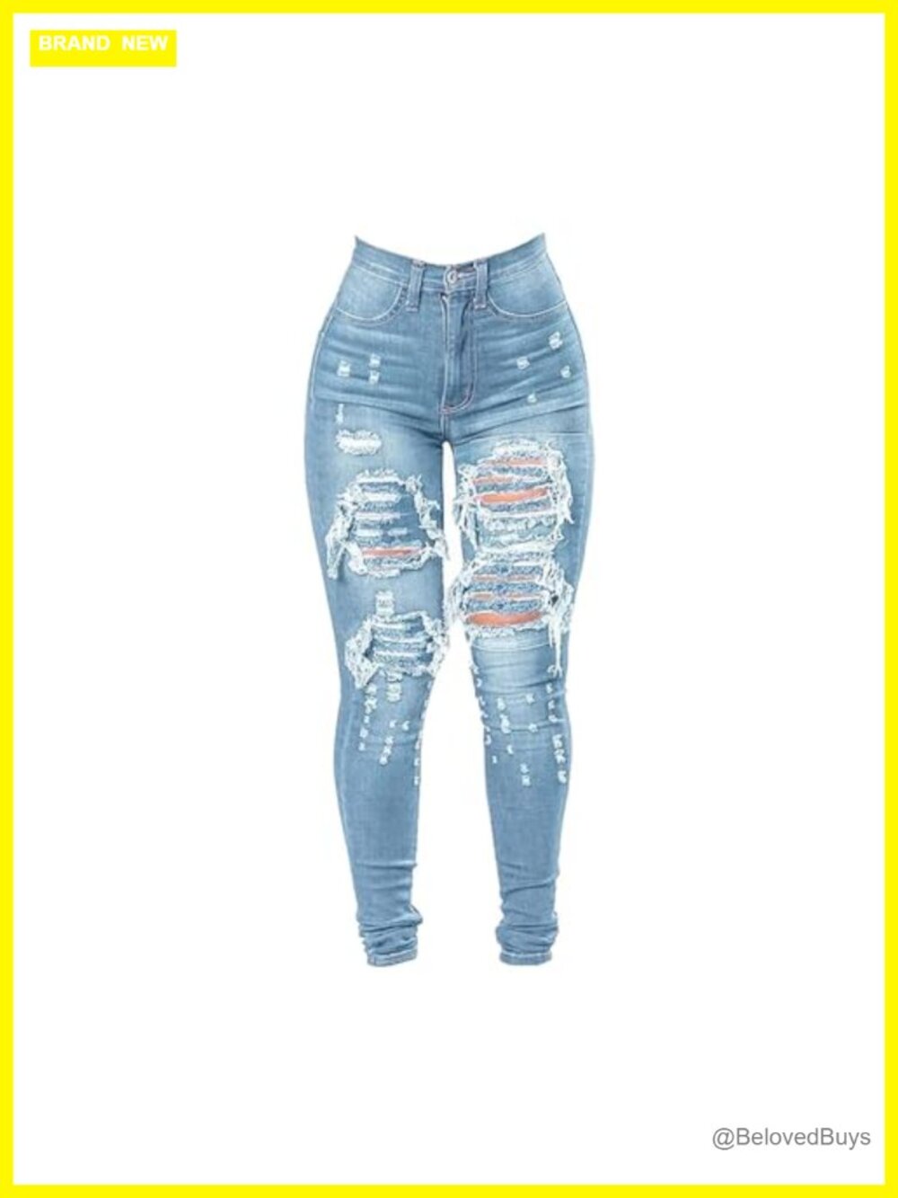 High Waist Plus Size Destroyed Skinny Jeans Slim Fit Ripped Stretch Denim Pants